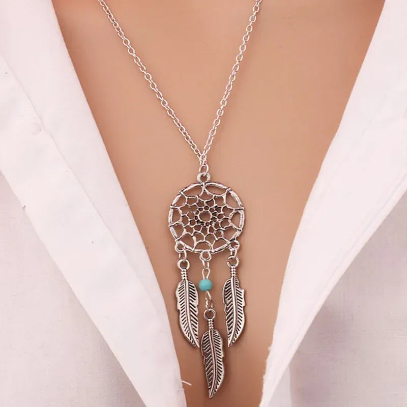 Collier attrape-rêves argenté