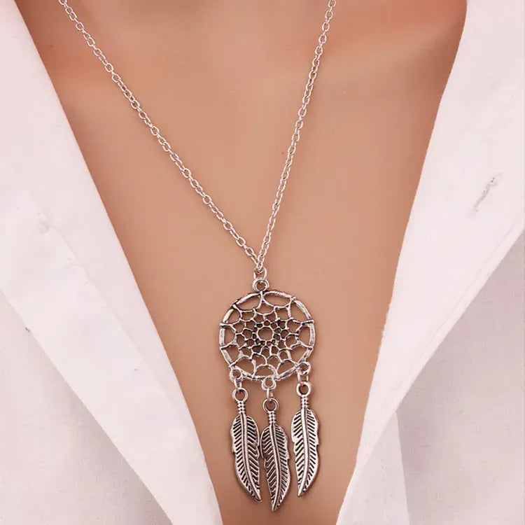 Collier attrape-rêves argenté