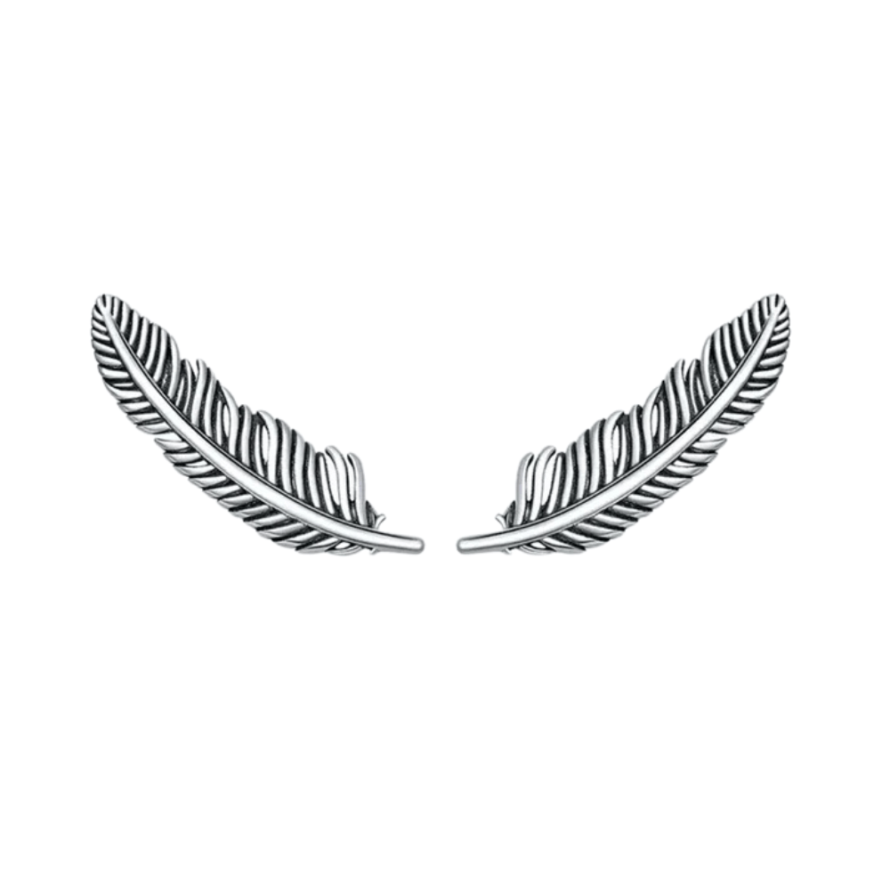 Boucles d'oreilles plume argent 925