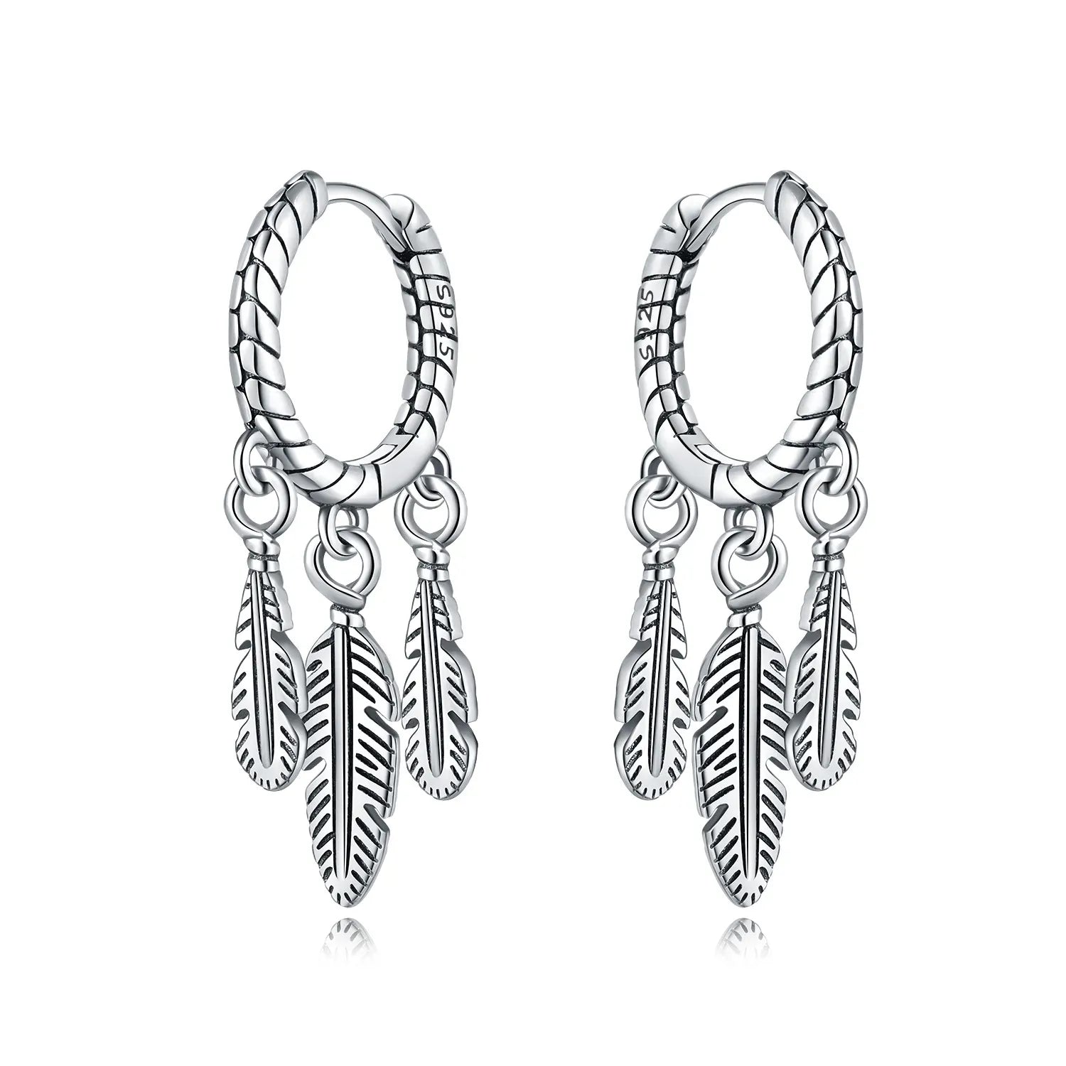 Boucles d'oreilles en argent avec plumes
