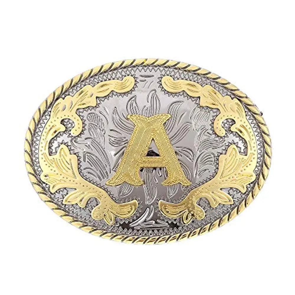 Boucle de ceinture western ovale avec initiale