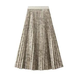 Plisserad countrykjol med ett mönster inspirerat av naturen Beige / One Size