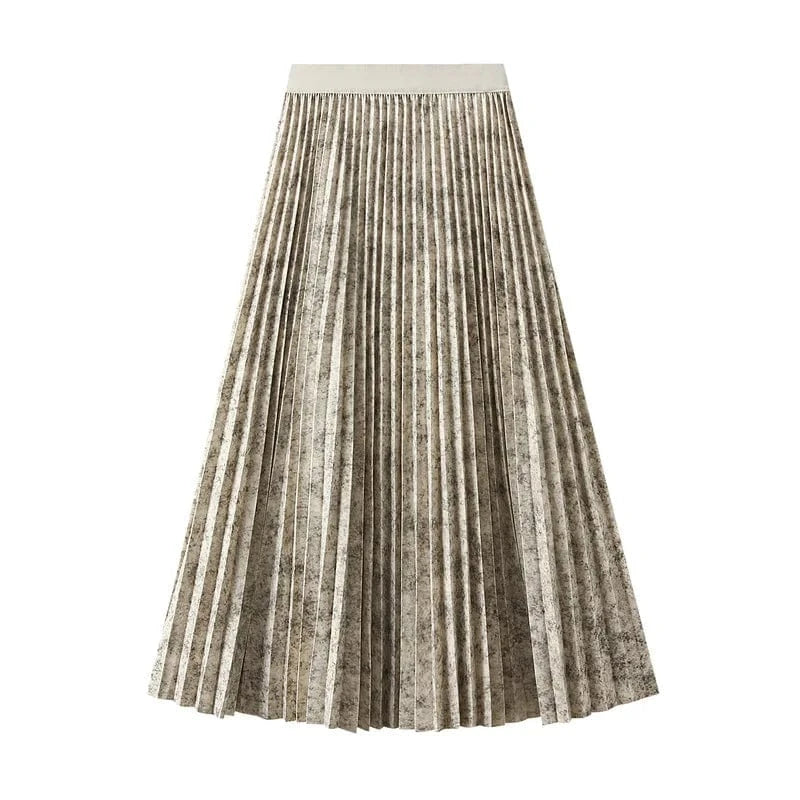 Plisserad countrykjol med ett mönster inspirerat av naturen Beige / One Size
