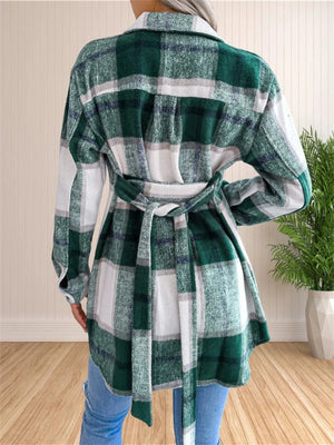 Rutig överskjorta med skärp