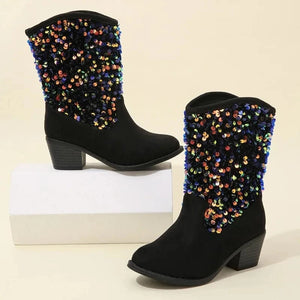 Cowboyboots barn med glittrande paljettdekor