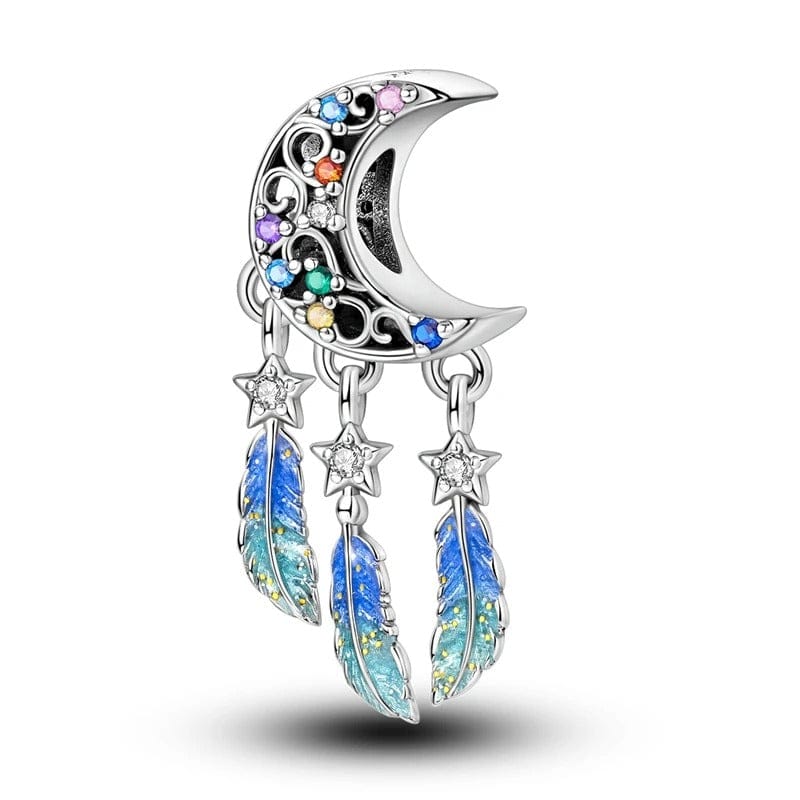 Breloque en argent attrape-rêves et lune