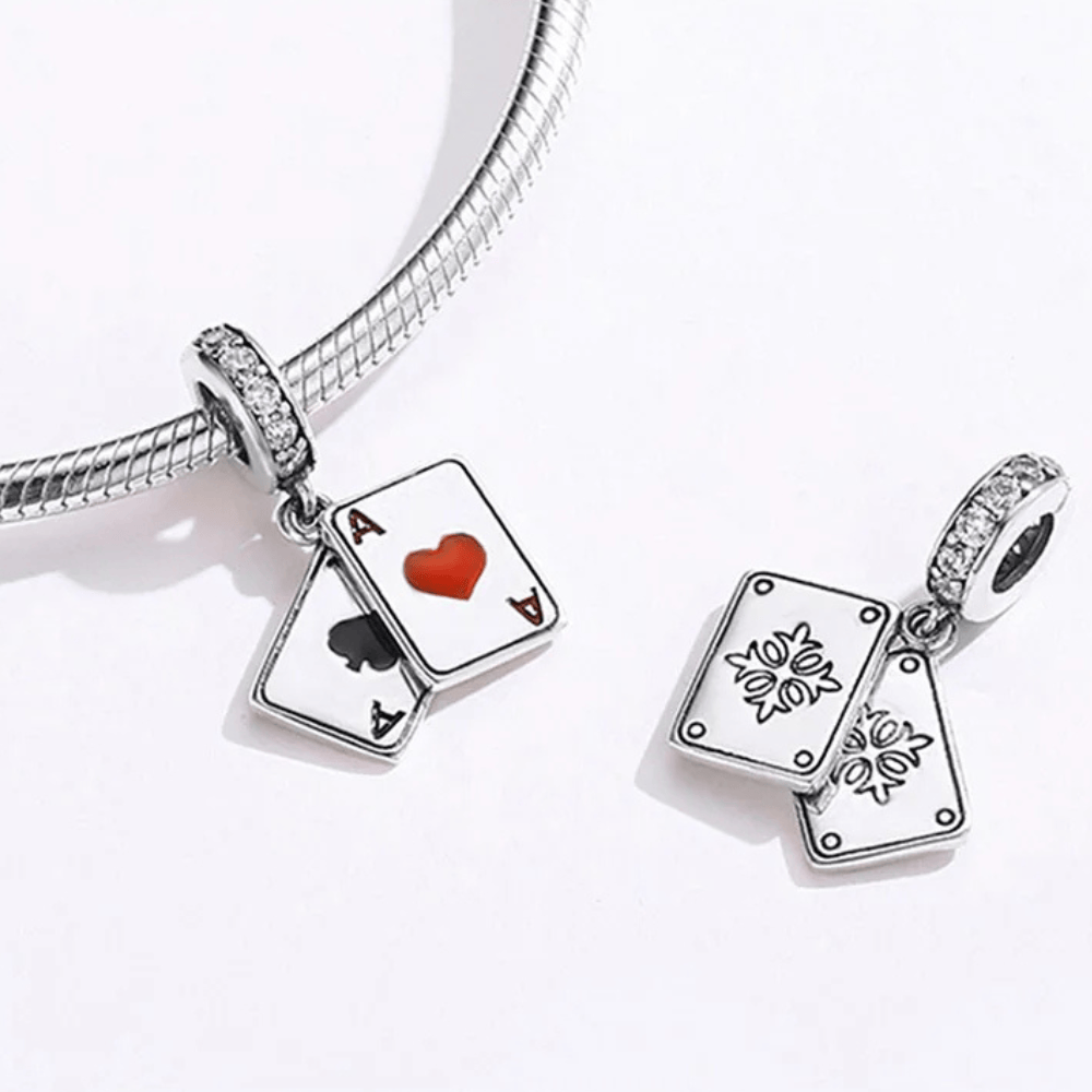 Breloque carte à jouer en argent