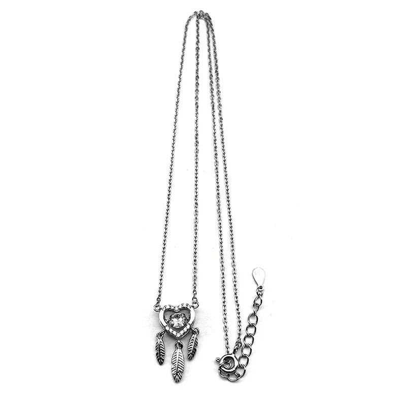 Collier attrape-rêves cœur en argent