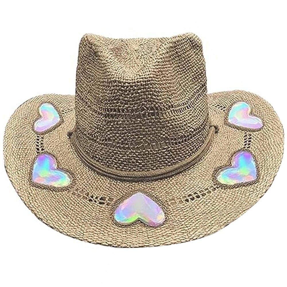 Suncatcher cowgirlhatt i halm Khaki Hjärta