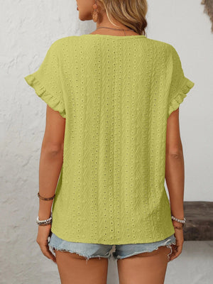T-shirt blus med volangärmar