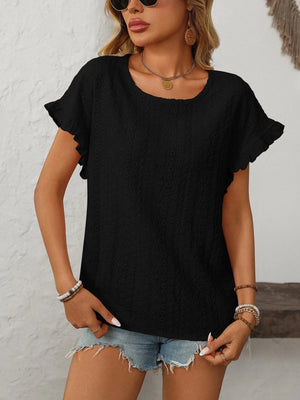 T-shirt blus med volangärmar