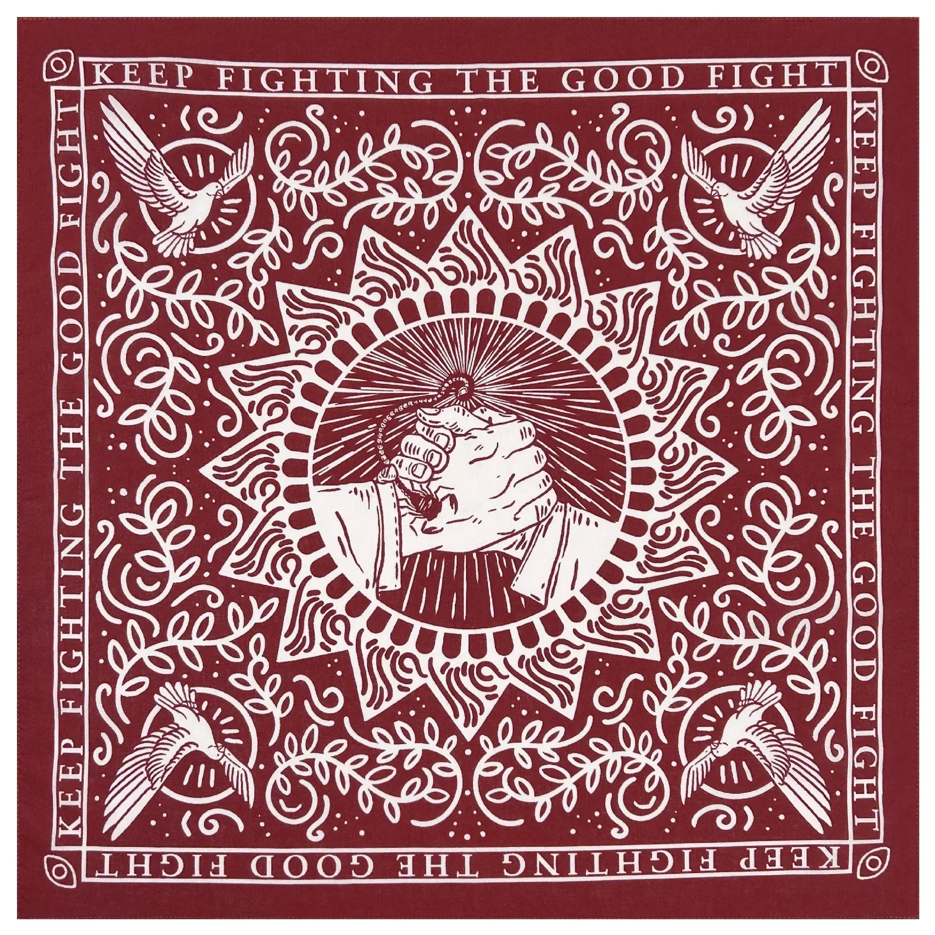 Vinröd bandana vitmönster 55×55cm / Vinröd