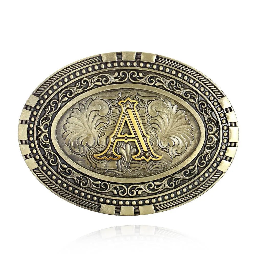 Boucle de ceinture vintage cowboy initiale A
