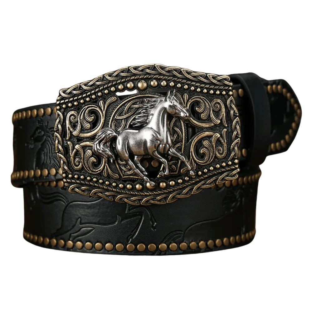 Vintage cowboybälte häst Svart / 120cm