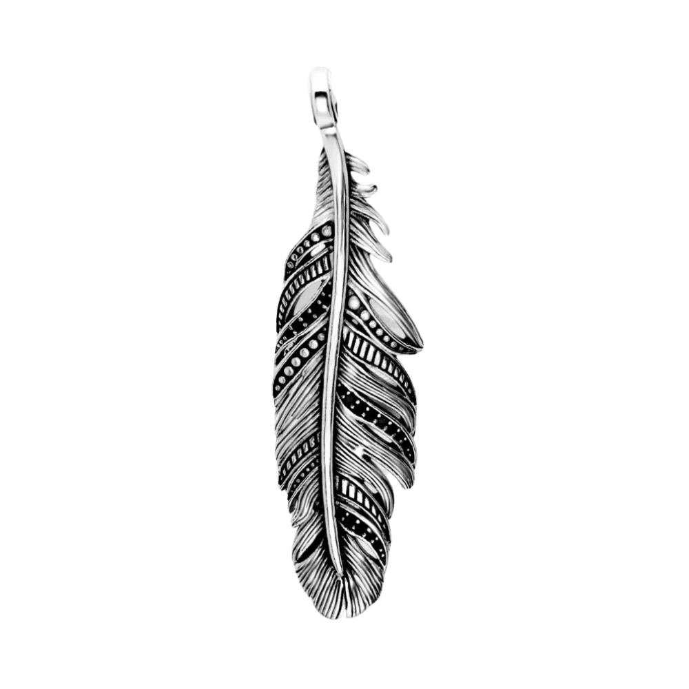 Pendentif vintage plume en argent