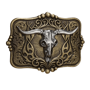Western Bältesspännen Mix Antik Brons Silver Buffelskalle