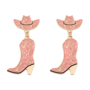 Western boot örhängen Rosa