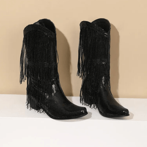 Westernboots med Glittrande Fransdesign
