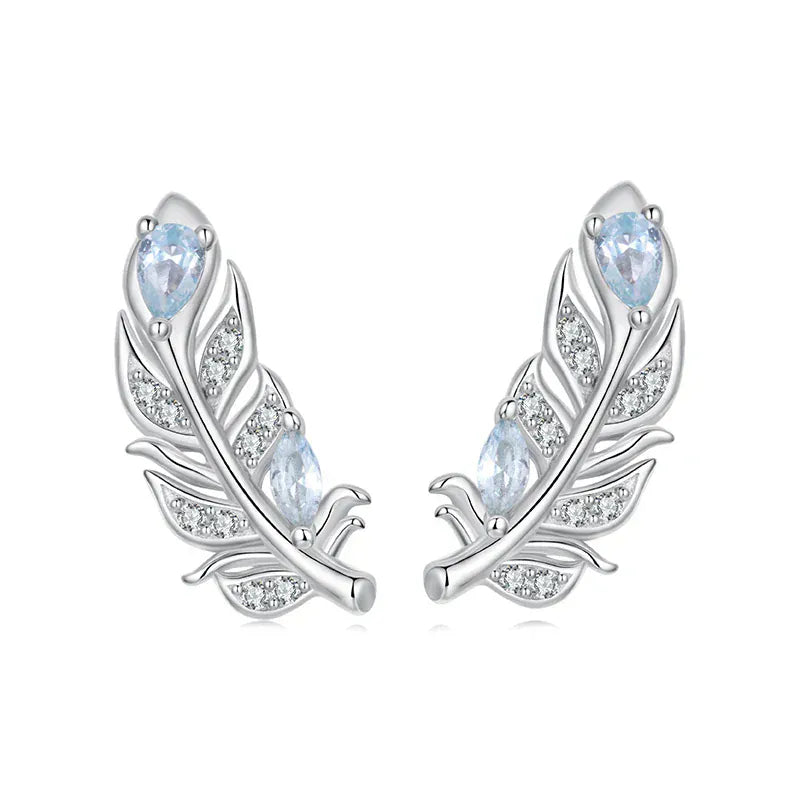 Boucles d'oreilles plume en argent massif