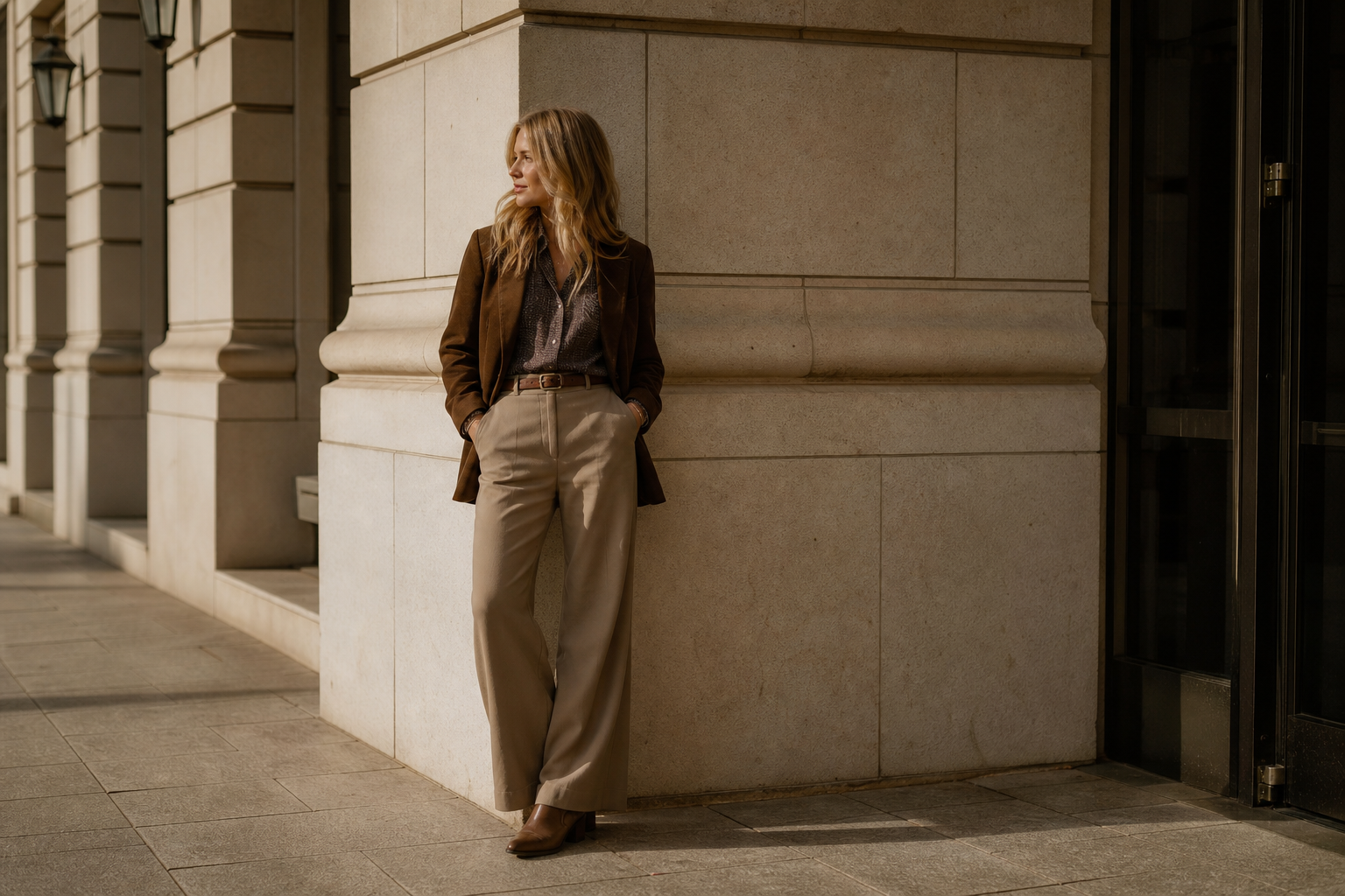 Look western discret en contexte urbain professionnel, santiags sous pantalon large