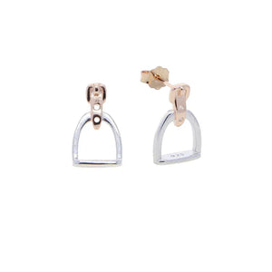 100% 925 Sterling Silver Equestrian Jewelry 3 Colors Cute Lovely Design Stirrup Stud Earring rose