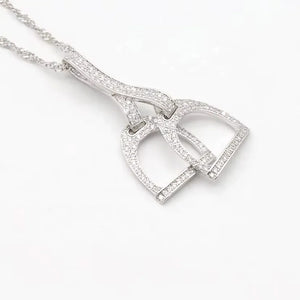 2025 Luxury 925 Silver Sterling Iced Out Bling Cz Paved Horse Hoof Pendant Horseshoe Bit Necklace Women Fashion Jewelry silver / 41with5cm
