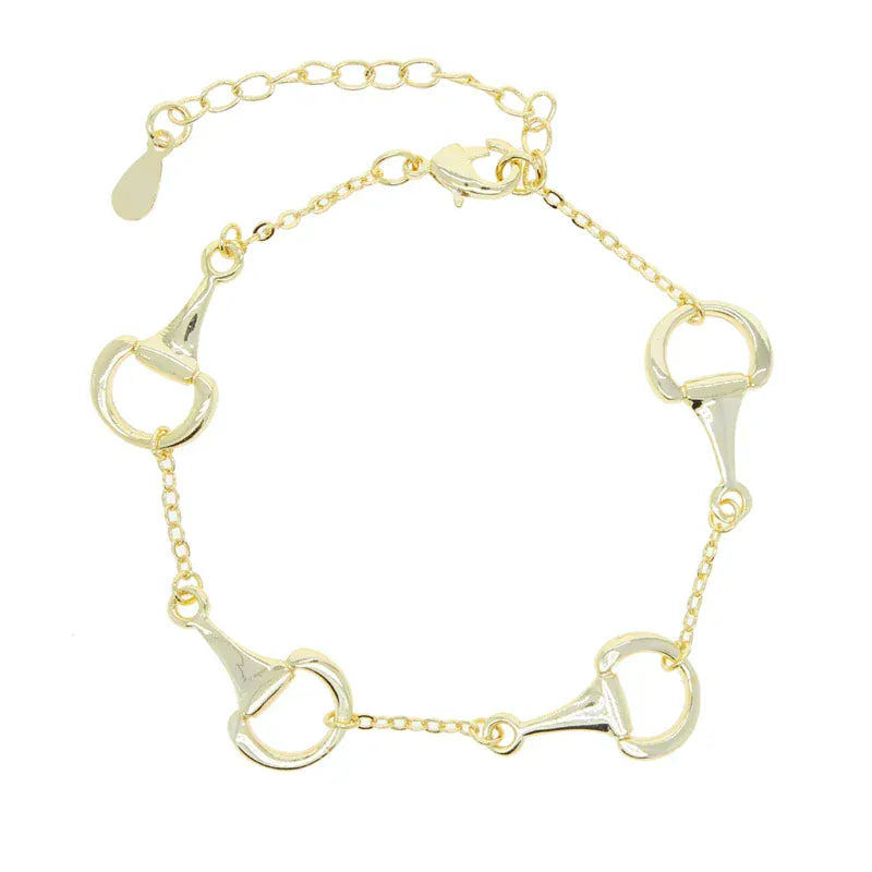 2025 New Arrived Gold Color Snaffle Bit Link Chain Bracelet Bangle Women Lover Charm Equestrian Horse Necklace Jewelry bracelet 15with4cm