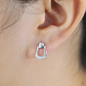2025 Real 925 Sterling Silver Fashion Snaffle Bit Horseshoe U Shape Stud Earring Pave CZ Charm Equestrian Horse Jewelry