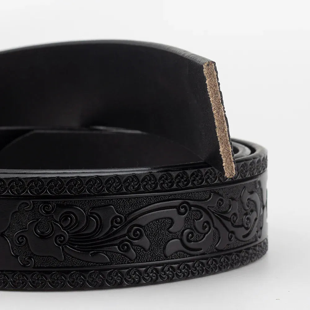 Äkta cowboyläderbälte hästmotiv