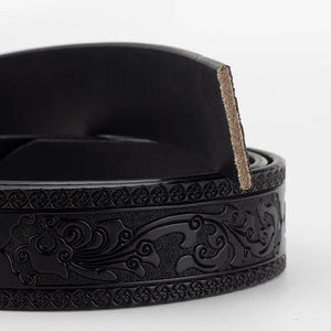 Äkta cowboyläderbälte hästmotiv