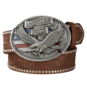 Antik American Pride cowboybälte Brun Silver / 120cm