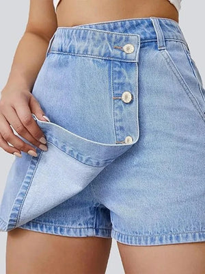 Asymmetrisk shorts kjol i denim