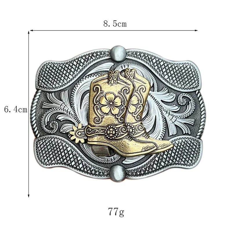 Bältespänne cowboystövlar blommor western Silver