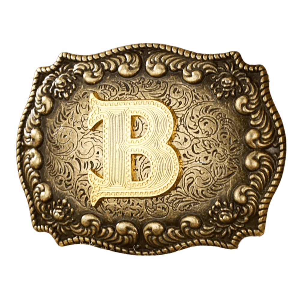 Bältespänne med bokstav i antik westernstil Bokstav B