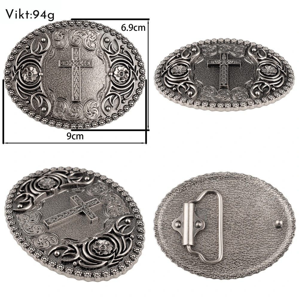 Bältespänne med kors och ornament i westernstil