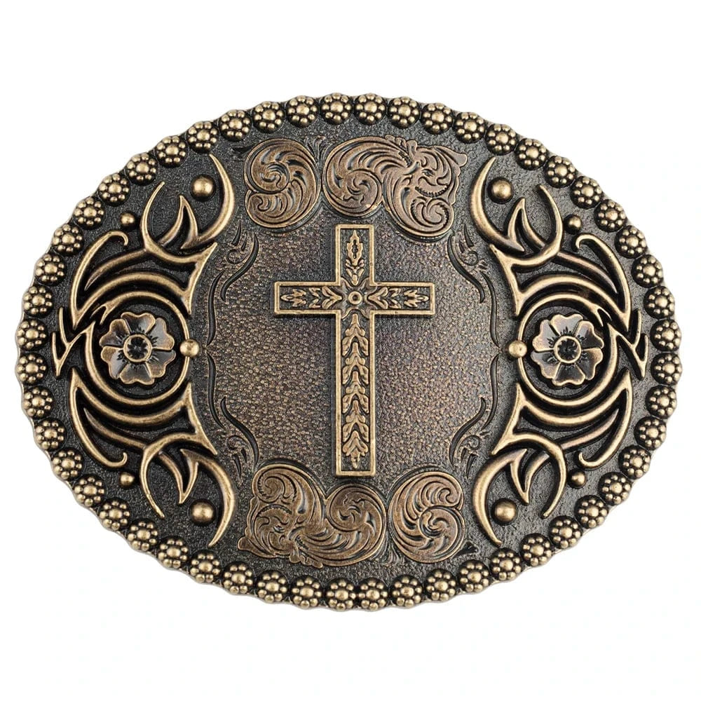 Bältespänne med kors och ornament i westernstil C brons