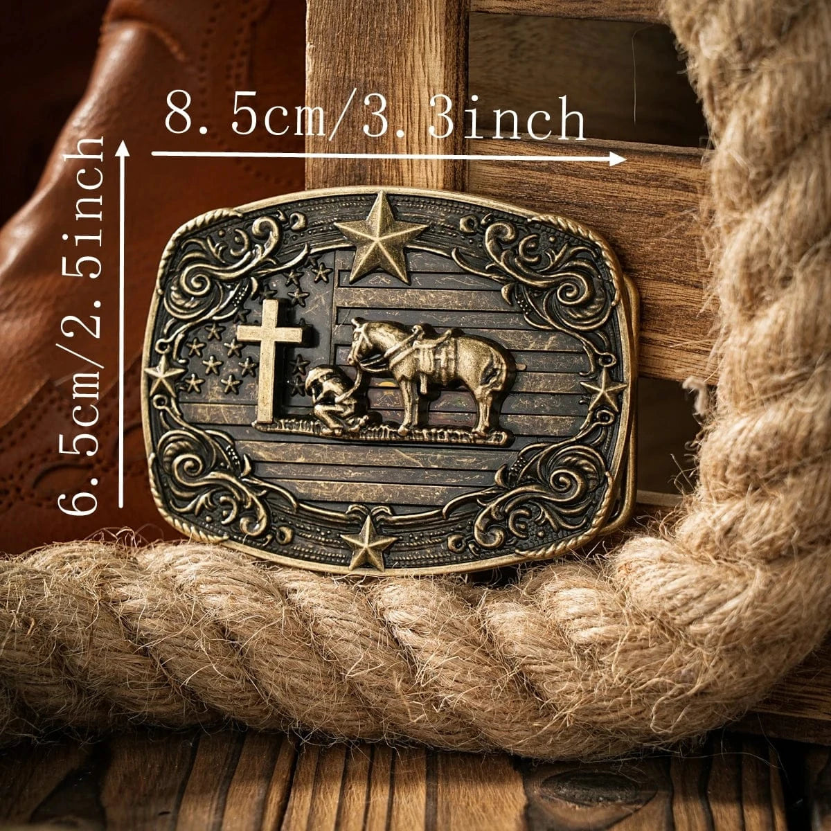 Bältespänne med kors och stjärnor westerndesign
