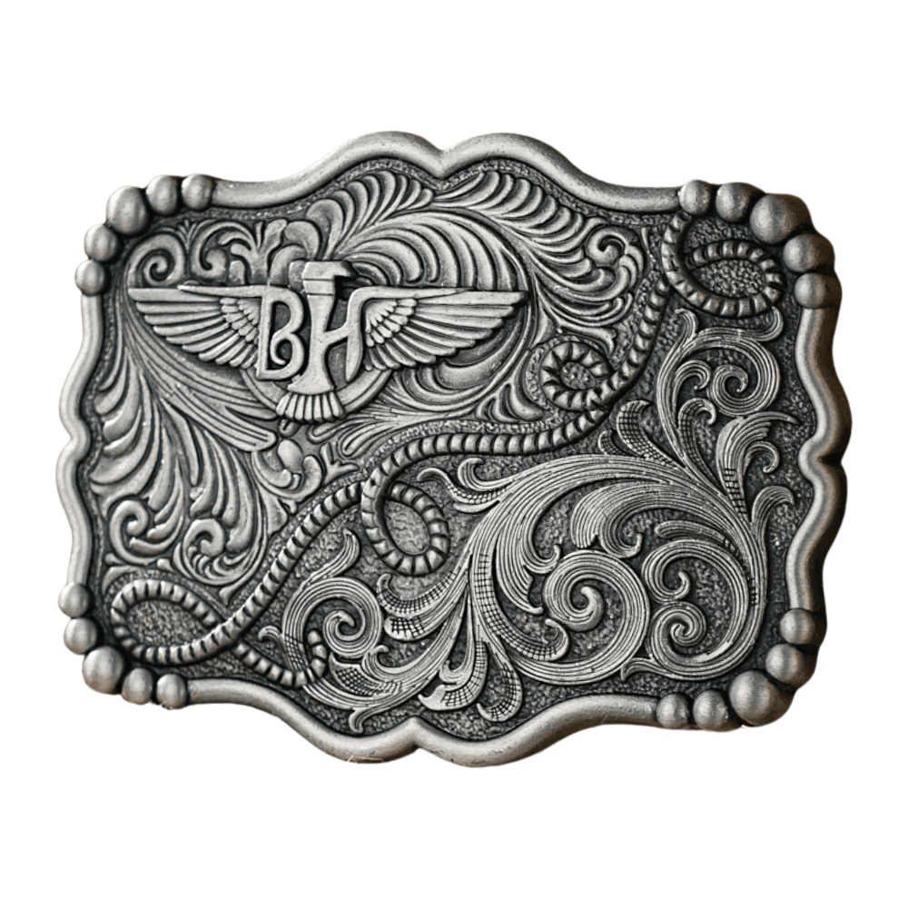 Bältespänne western BH mönstrad gravyr Silver