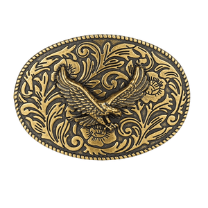 Bältespänne western i antik metall med symbolmotiv Örn