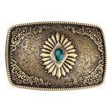 Bältespänne western turkos mönster vintage Brons