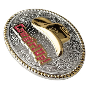 Bältesspänne cowgirl up western stil med guld och silver