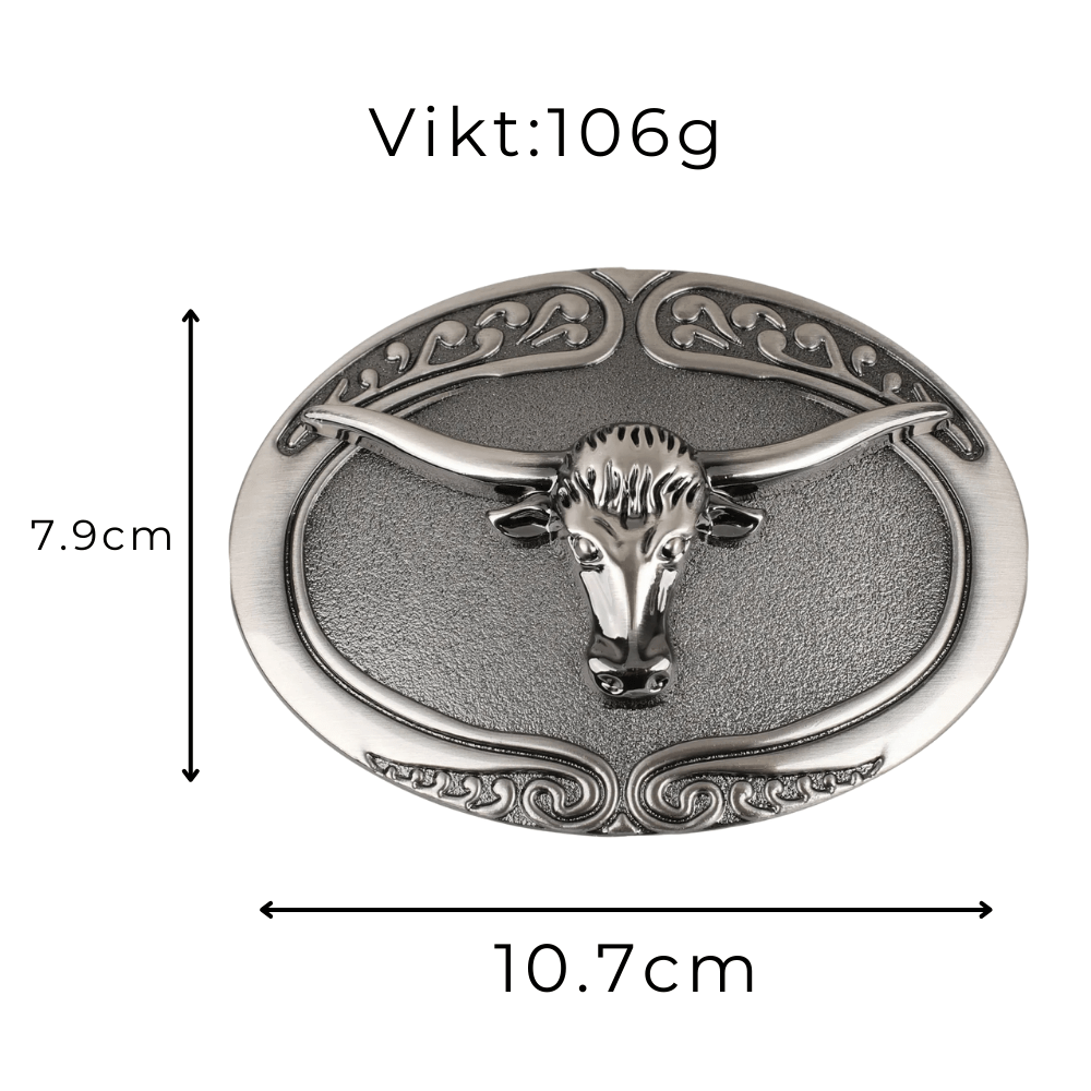 Bältesspänne Longhorn Texas Rindkopf Silver