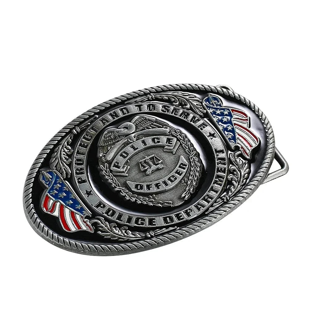 Bältesspänne polis märkesdesign amerikansk stil Silver