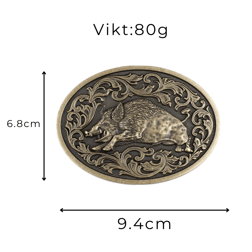 Bältesspänne Vildsvin Motiv Snirklig Gravyr