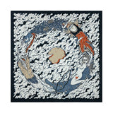Bandana med konstnärligt motiv 55×55cm / Vit och svart