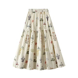 Blommig kjol dam Beige / One Size