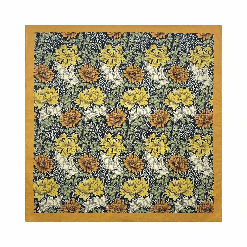 Blommig Vintage Bandana med Gul Kant Gul