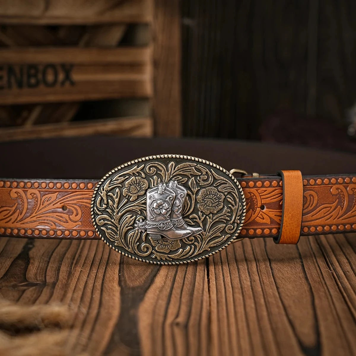 Blommigt cowboybälte