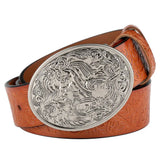 Blommigt cowboyläderbälte för dam Orange / 90cm
