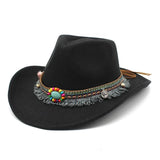 Bohemisk filt cowboyhatt Svart / 56-58cm